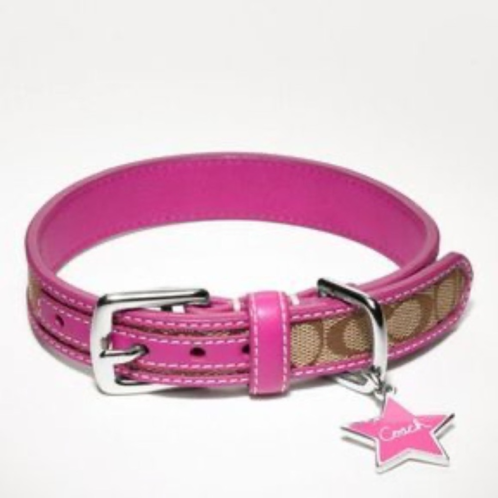 coach pink signature dog collar